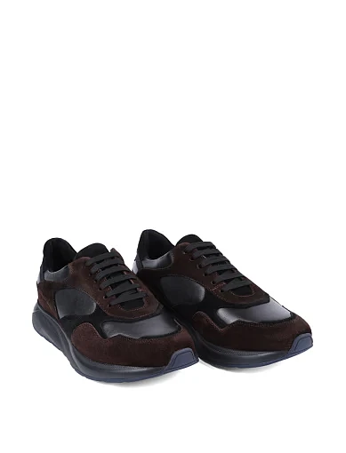 Чоловічі кросівки MIRATON шкіряні чорно-коричневі (2536D-73-662D) - фото 3 - Miraton