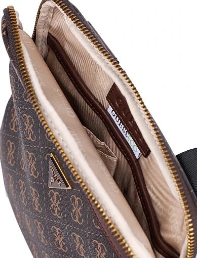 Мужская сумка мессенджер Guess из экокожи коричневая - фото 5 - Miraton