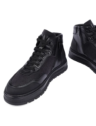 Мужские ботинки кожаные черные - фото 2 - Miraton