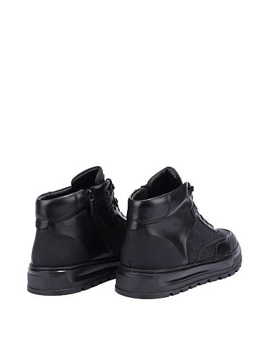 Мужские ботинки кожаные черные - фото 4 - Miraton