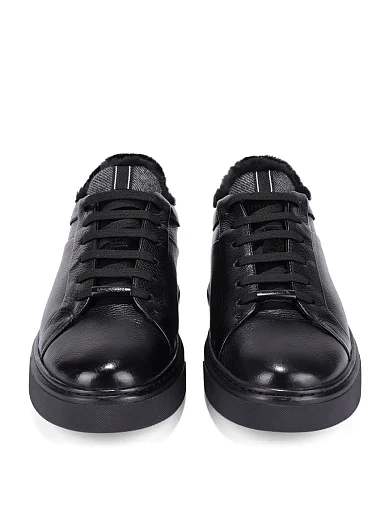 Чоловічі кеди шкіряні чорні (9112D-71-542M) - фото 2 - Miraton