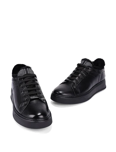 Чоловічі кеди шкіряні чорні (9112D-71-542M) - фото 5 - Miraton