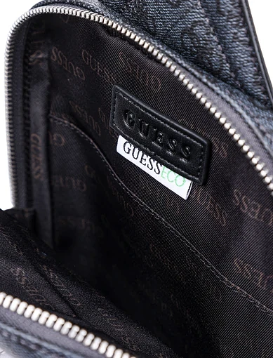 Мужская сумка слинг Guess из экокожи черная - фото 6 - Miraton