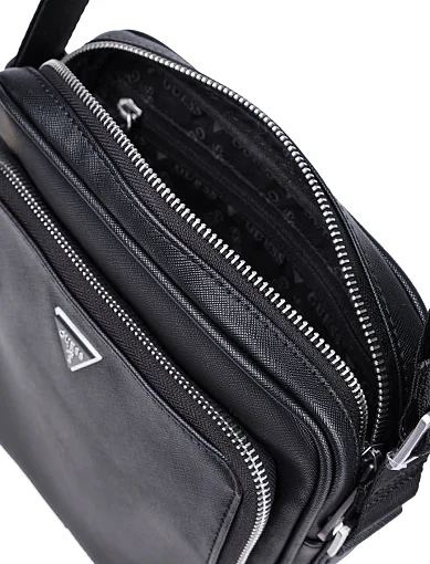 Чоловіча сумка крос-боді Guess з екошкіри чорна (HMMISA P4260) - фото 6 - Miraton