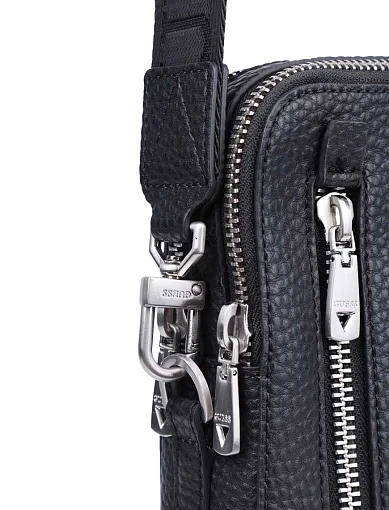 Мужская сумка мессенджер Guess из экокожи черная - фото 4 - Miraton