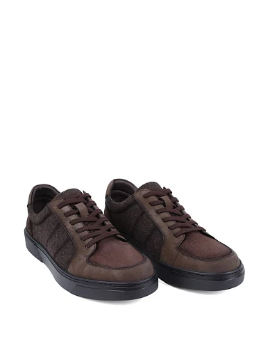 Мужские кеды MIRATON кожаные коричневые - фото 3 - Miraton