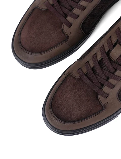 Мужские кеды MIRATON кожаные коричневые - фото 5 - Miraton