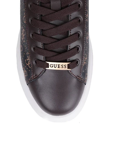 Мужские кеды Guess из экокожи коричневые - фото 4 - Miraton
