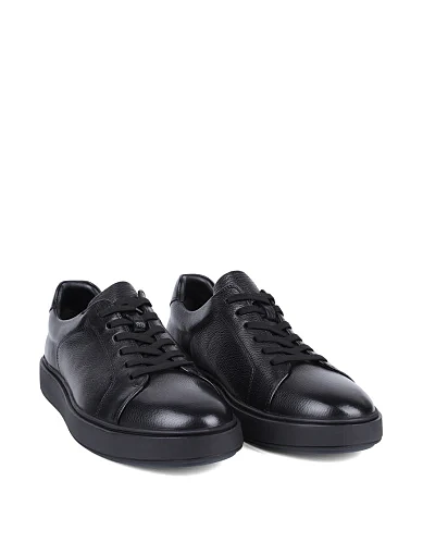 Мужские кеды MIRATON кожаные черные - фото 3 - Miraton