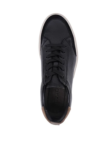 Мужские кеды MIRATON кожаные черные - фото 2 - Miraton