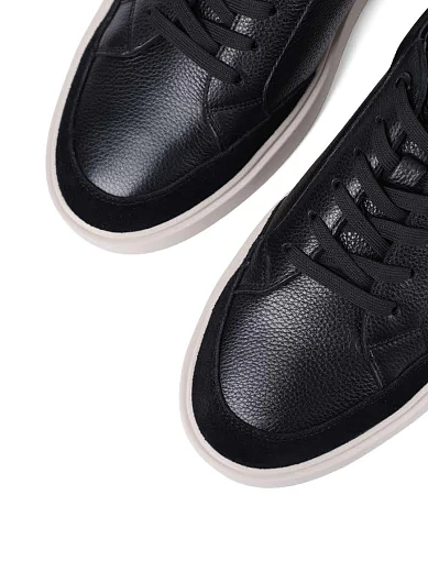 Мужские кеды MIRATON кожаные черные - фото 5 - Miraton