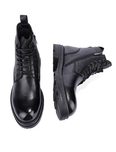 Мужские ботинки кожаные черные - фото 2 - Miraton