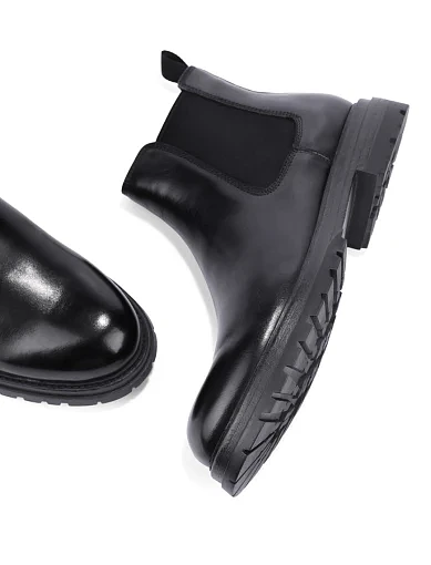 Чоловічі черевики челсі шкіряні чорні (HS2425-2) - фото 2 - Miraton