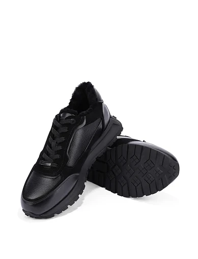 Чоловічі кросівки шкіряні чорні (SLT210-4-A121) - фото 2 - Miraton