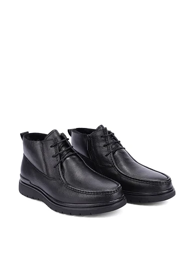 Мужские ботинки кожаные черные - фото 3 - Miraton