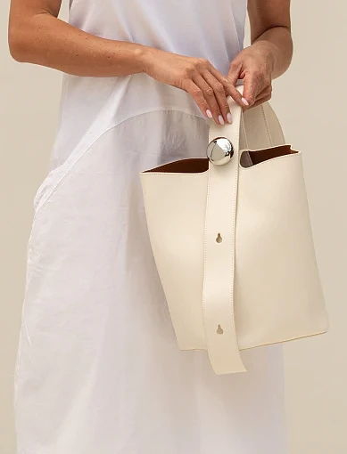 Женская сумка тоут MIRATON кожаная белая - фото 2 - Miraton