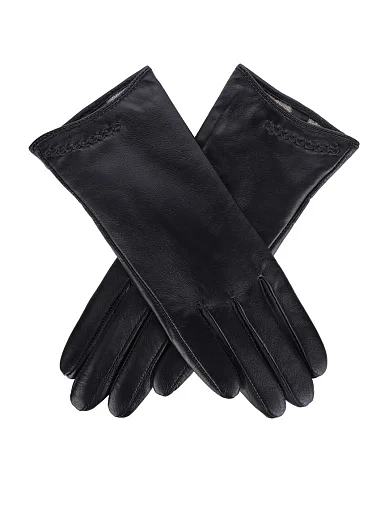 Рукавички шкіряні чорні(3576) - фото 2 - Miraton