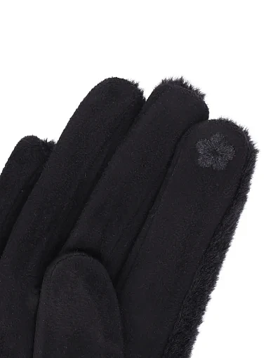 Рукавички зі штучного хутра чорні(GST2515-1) - фото 2 - Miraton