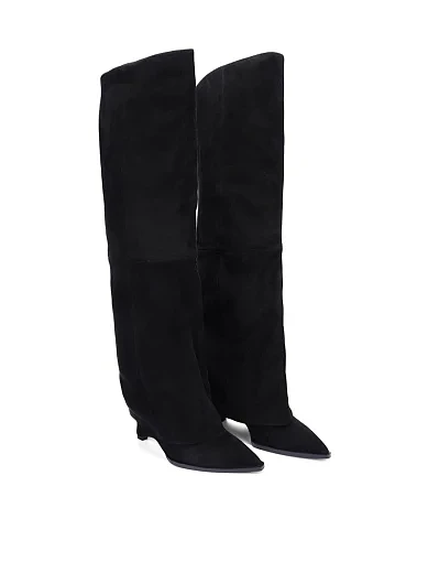 Жіночі ботфорти MIRATON велюрові чорні - фото 4 - Miraton