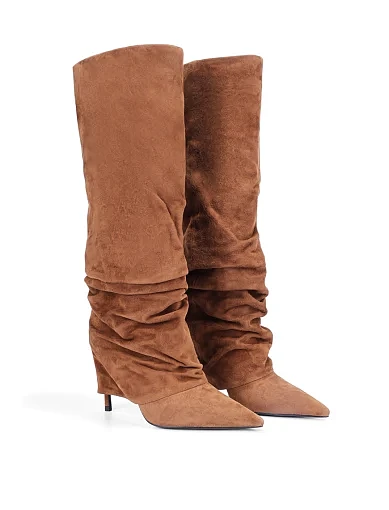 Жіночі чоботи MIRATON велюрові коричневі - фото 3 - Miraton