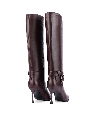 Жіночі чоботи шкіряні бордові - фото 3 - Miraton