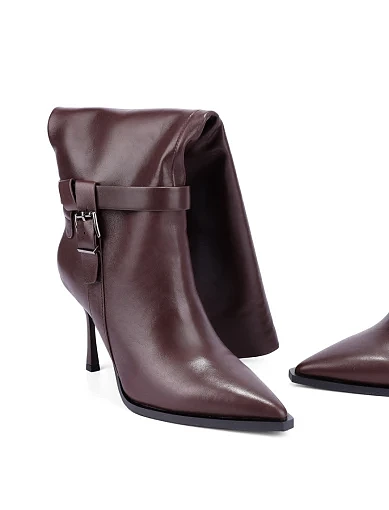 Жіночі чоботи шкіряні бордові - фото 4 - Miraton