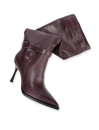 Жіночі чоботи шкіряні бордові - фото 5 - Miraton