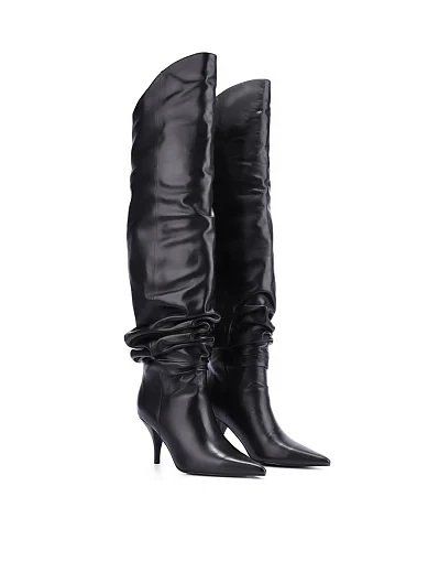 Жіночі ботфорти MIRATON шкіряні чорні - фото 2 - Miraton