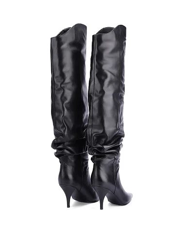 Жіночі ботфорти MIRATON шкіряні чорні - фото 3 - Miraton