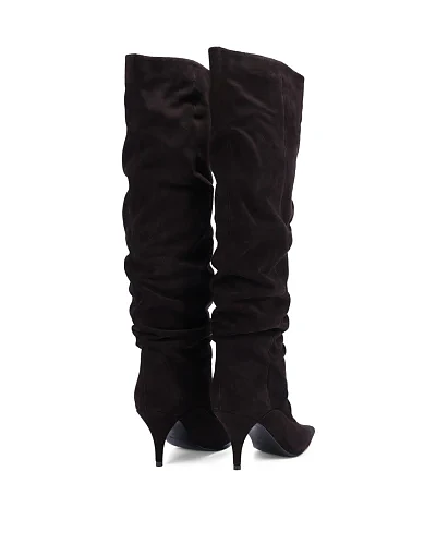 Жіночі ботфорти велюрові коричневі - фото 3 - Miraton