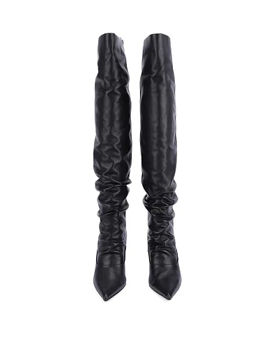 Жіночі ботфорти MIRATON шкіряні чорні - фото 2 - Miraton