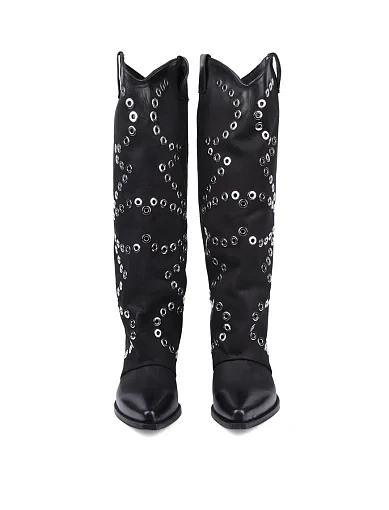 Жіночі чоботи MIRATON шкіряні чорні - фото 2 - Miraton