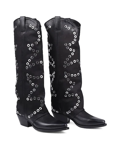 Жіночі чоботи MIRATON шкіряні чорні - фото 3 - Miraton