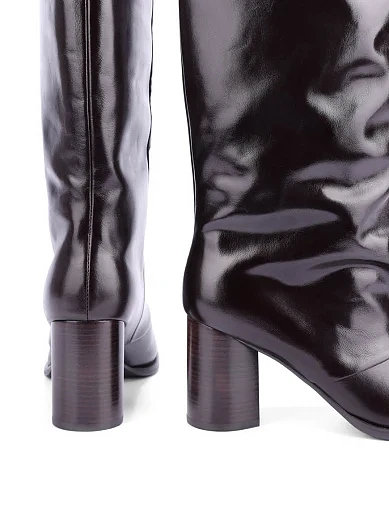 Жіночі чоботи з масляної шкіри бордові - фото 2 - Miraton