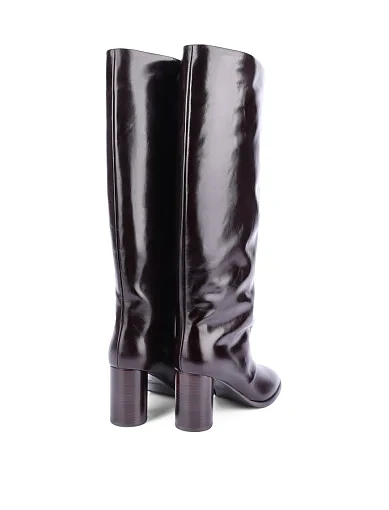 Жіночі чоботи з масляної шкіри бордові - фото 4 - Miraton