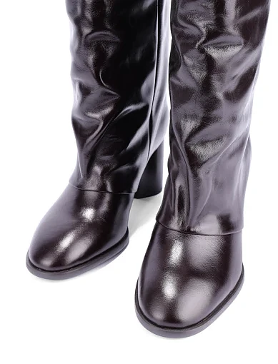 Жіночі чоботи з масляної шкіри бордові - фото 5 - Miraton