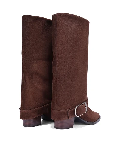 Жіночі чоботи велюрові коричневі - фото 4 - Miraton