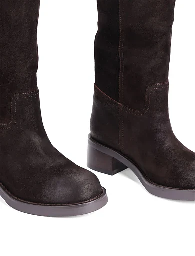 Жіночі чоботи MIRATON велюрові коричневі - фото 5 - Miraton