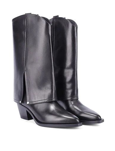Жіночі чоботи MIRATON шкіряні чорні - фото 3 - Miraton