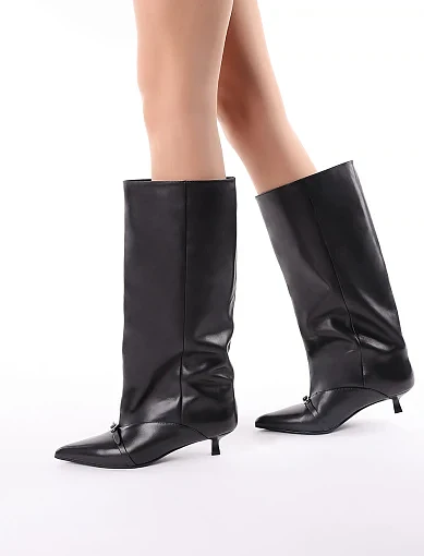 Жіночі чоботи MIRATON шкіряні чорні - фото 7 - Miraton