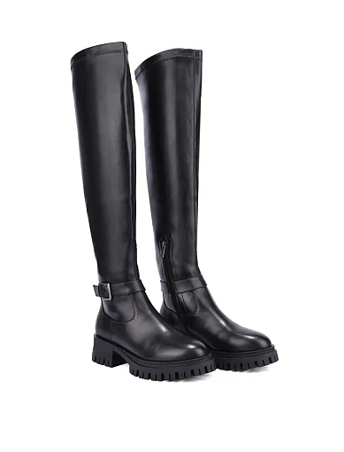 Жіночі ботфорти шкіряні чорні(590T-2206-N04-P33) - фото 3 - Miraton