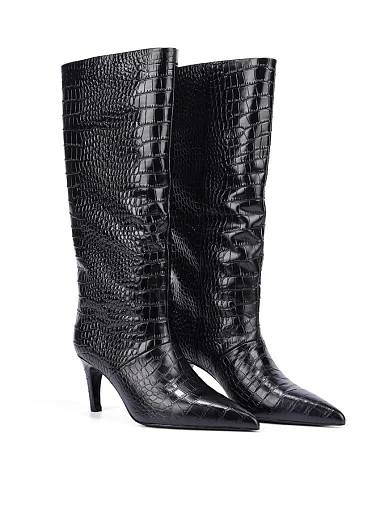 Жіночі чоботи MIRATON шкіряні чорні - фото 4 - Miraton