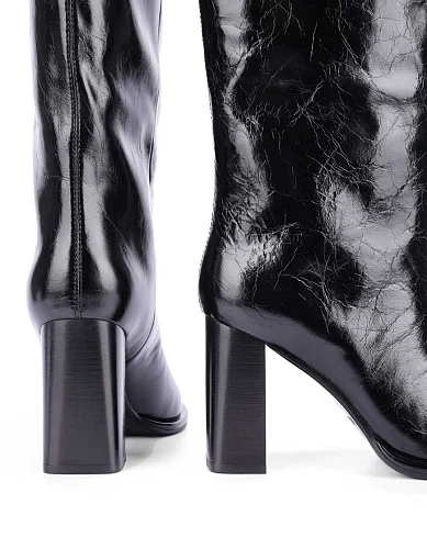 Жіночі чоботи з масляної шкіри чорні - фото 2 - Miraton