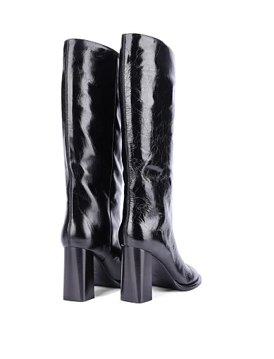 Жіночі чоботи з масляної шкіри чорні - фото 4 - Miraton