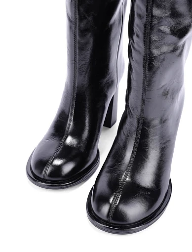 Жіночі чоботи з масляної шкіри чорні - фото 5 - Miraton