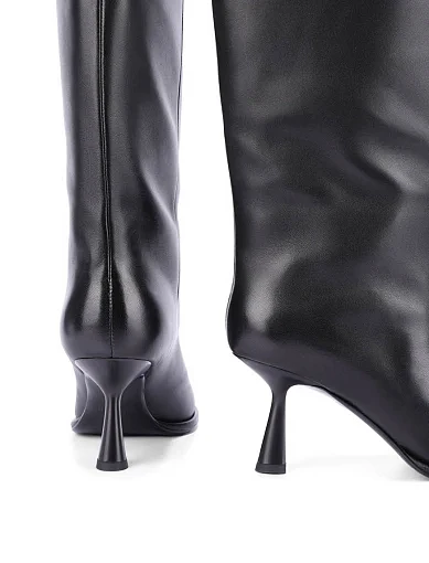 Женские сапоги кожаные черные - фото 2 - Miraton