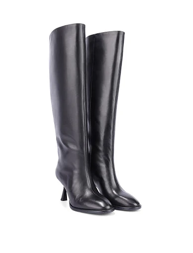 Женские сапоги кожаные черные - фото 3 - Miraton