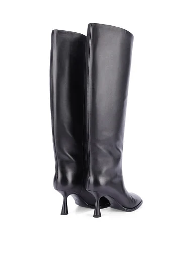 Женские сапоги кожаные черные - фото 4 - Miraton