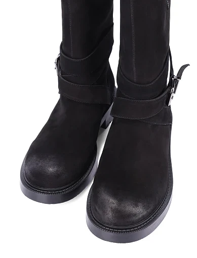 Жіночі черевики MIRATON з нубуку чорні - фото 5 - Miraton