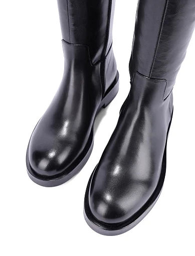 Жіночі чоботи з масляної шкіри чорні - фото 5 - Miraton